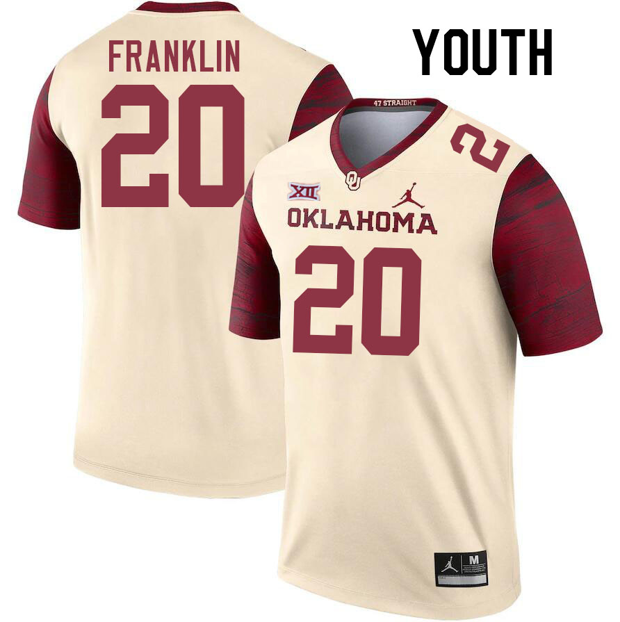 Youth #20 Sam Franklin Oklahoma Sooners College Football Jerseys Stitched-Cream